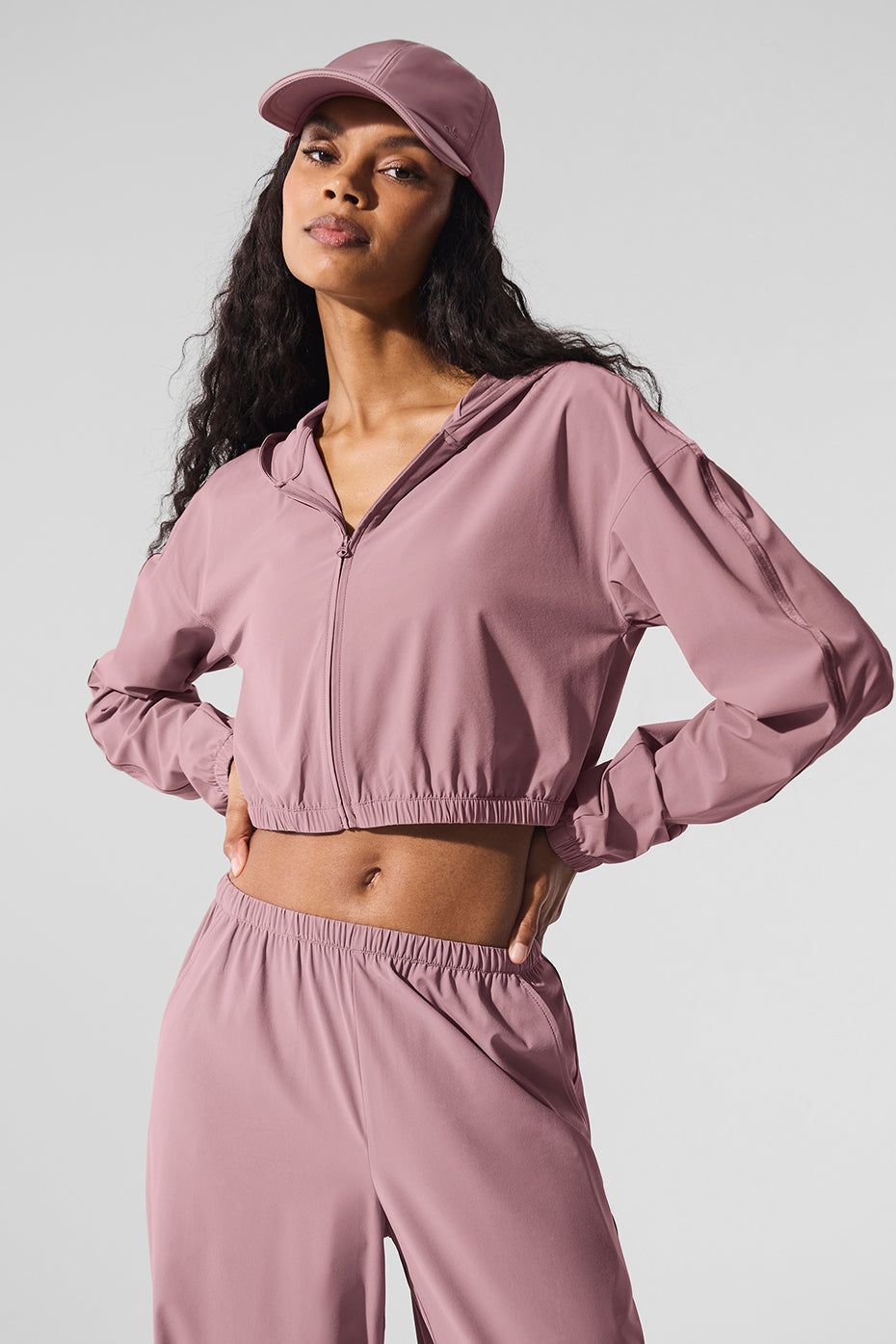 Cropped Breezy Full-Zip Hoodie - Smoky Quartz - Image 3