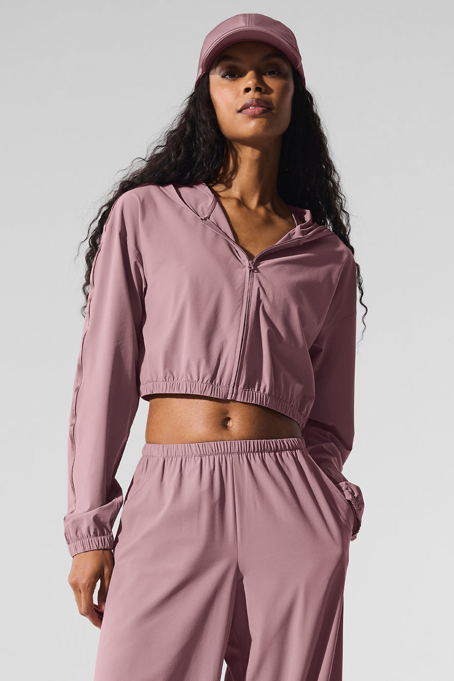 Cropped Breezy Full-Zip Hoodie - Smoky Quartz - Image 6