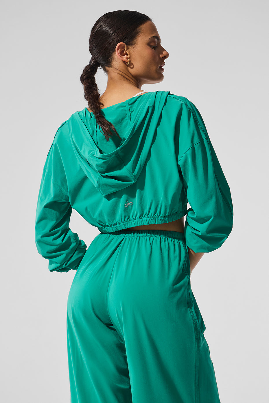 Cropped Breezy Full-Zip Hoodie - Spruce Green - Image 4