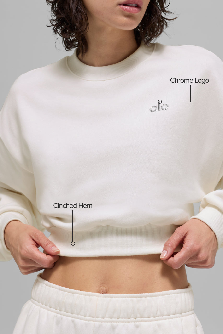 Cropped Accolade Crewneck - Ivory - Image 2