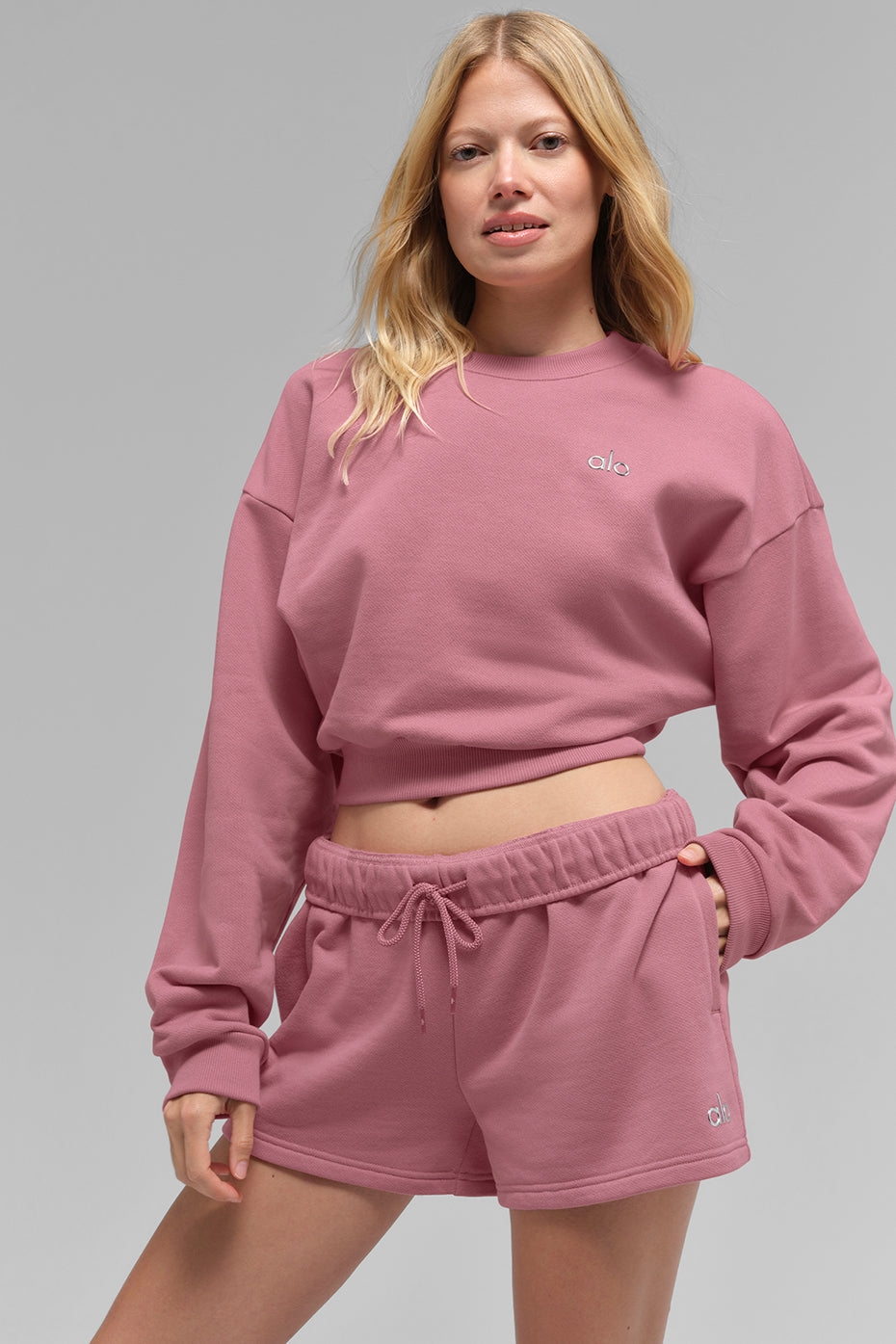 Cropped Accolade Crewneck - Pink Wild Rose - Image 4