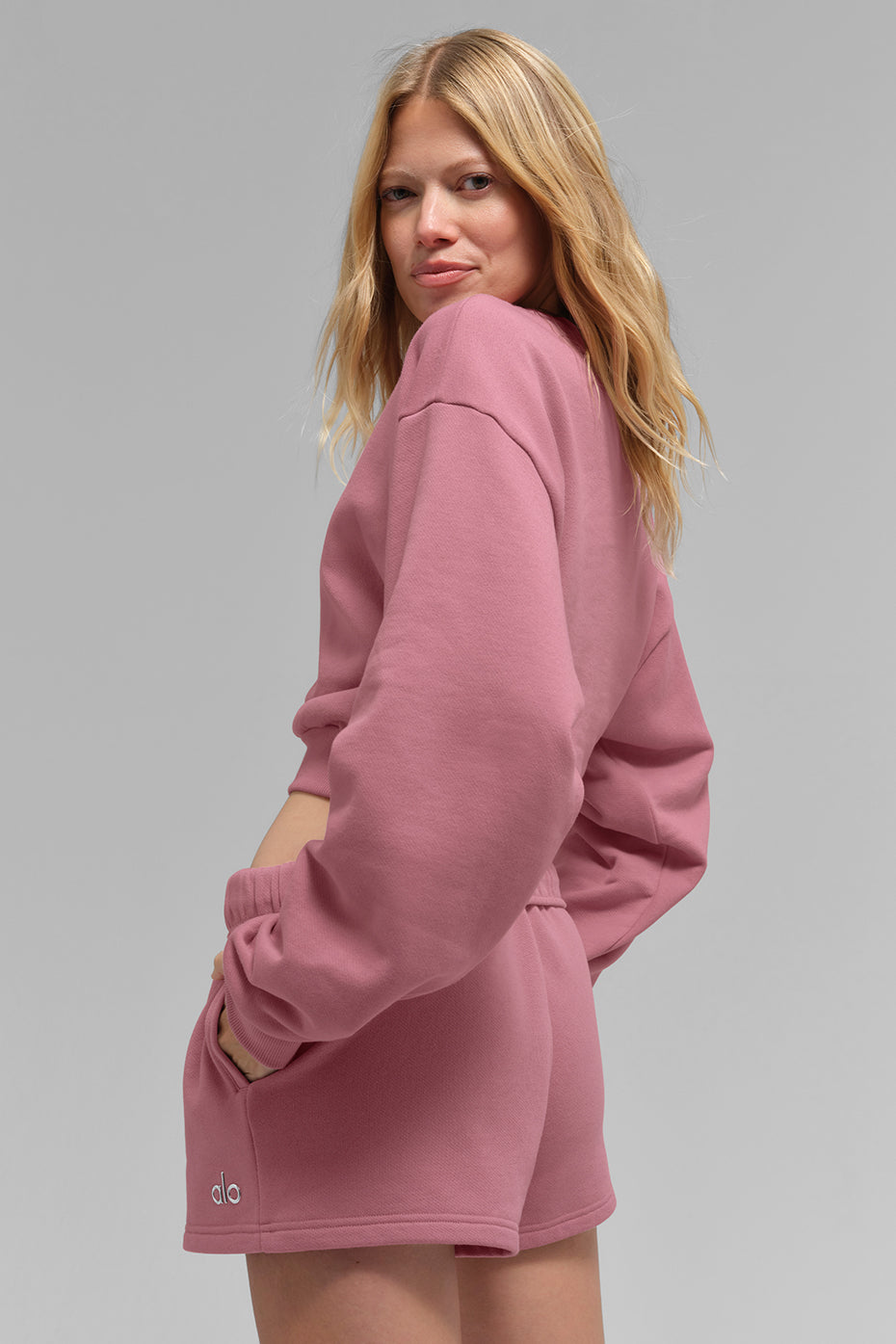 Cropped Accolade Crewneck - Pink Wild Rose - Image 3