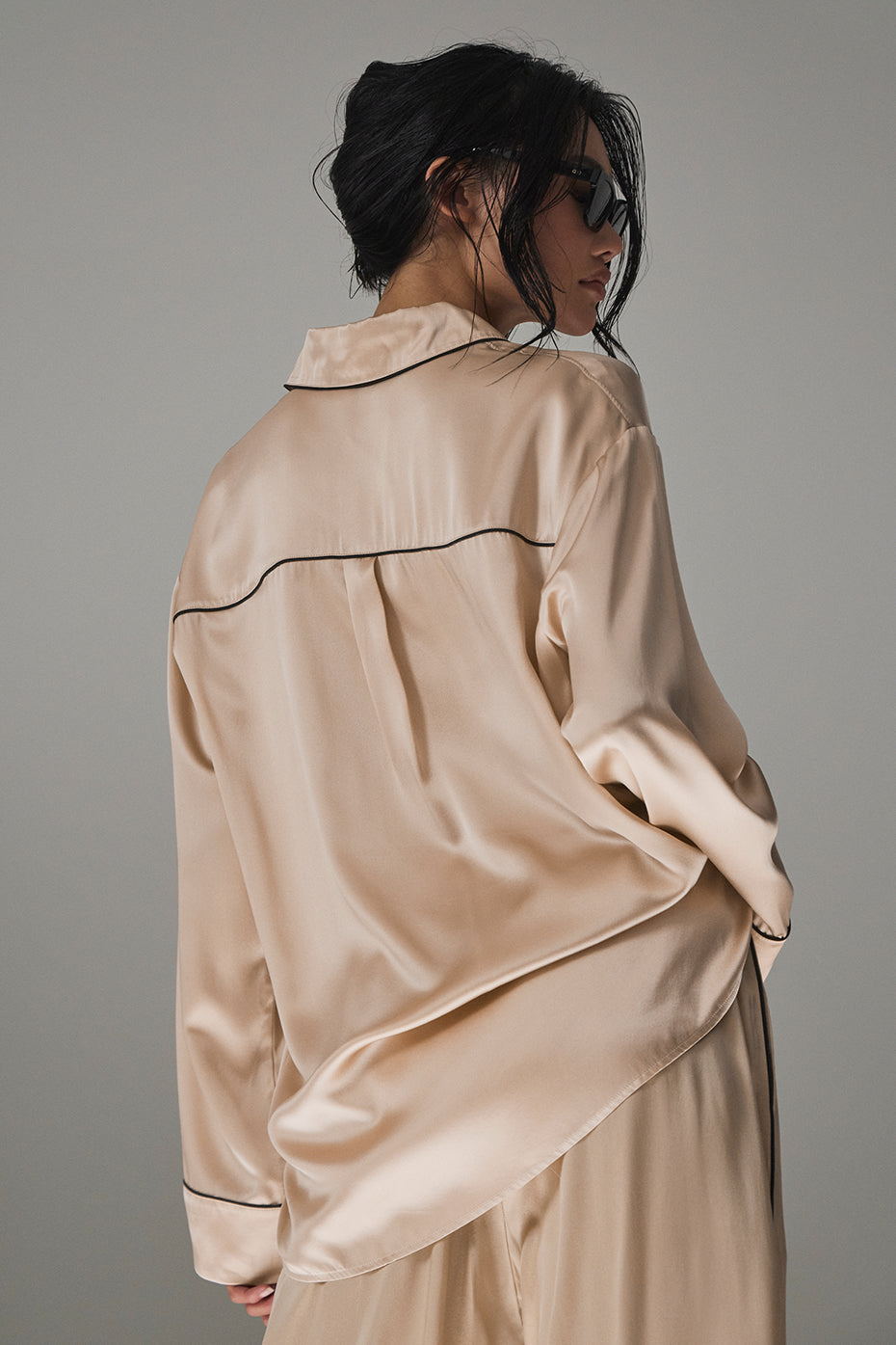 Courchevel Silk Button Down - Champagne Pop/Black - Image 2