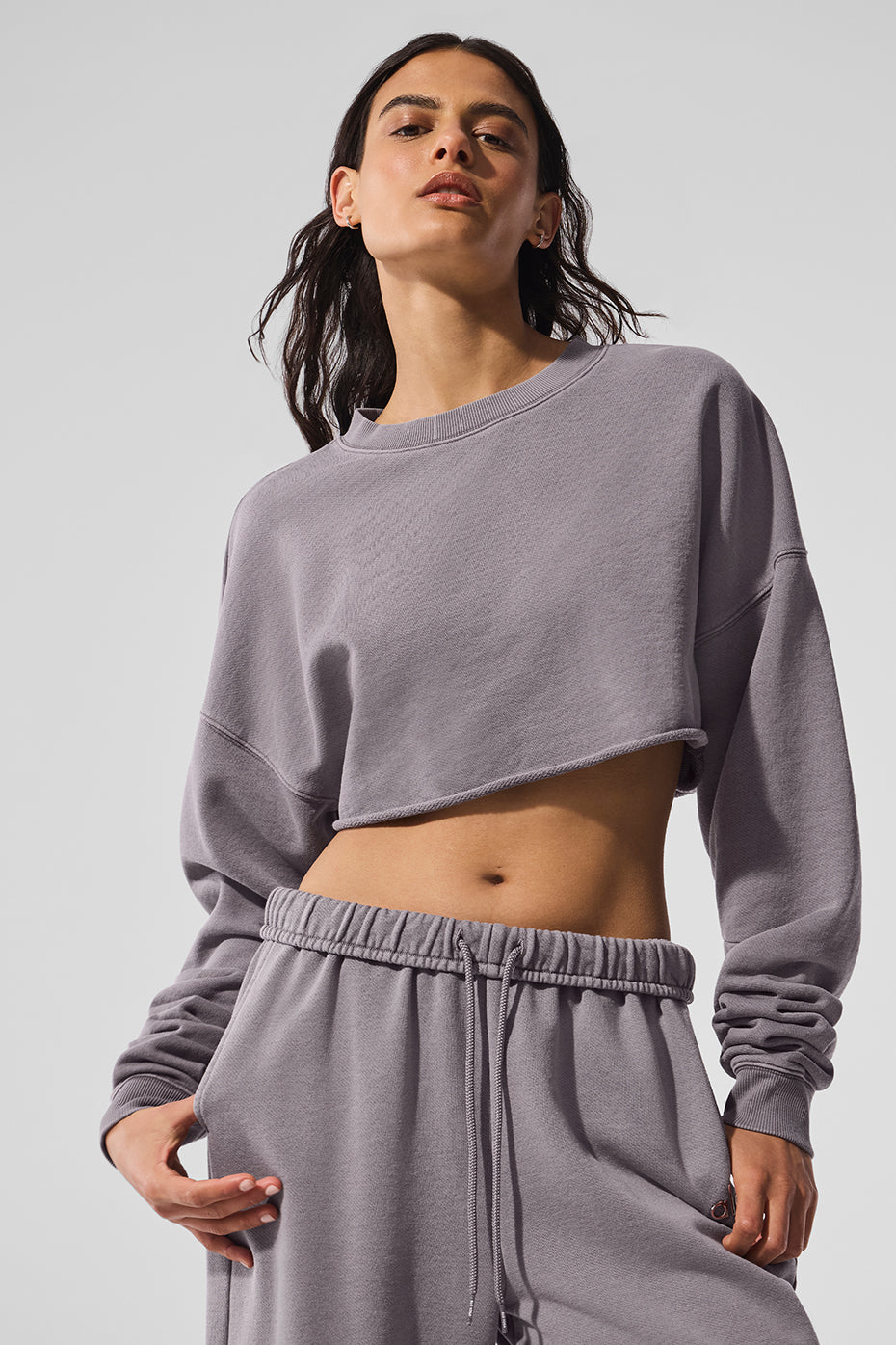 Washed Extreme Cropped Pullover - Cool Grey Wash - Image 3