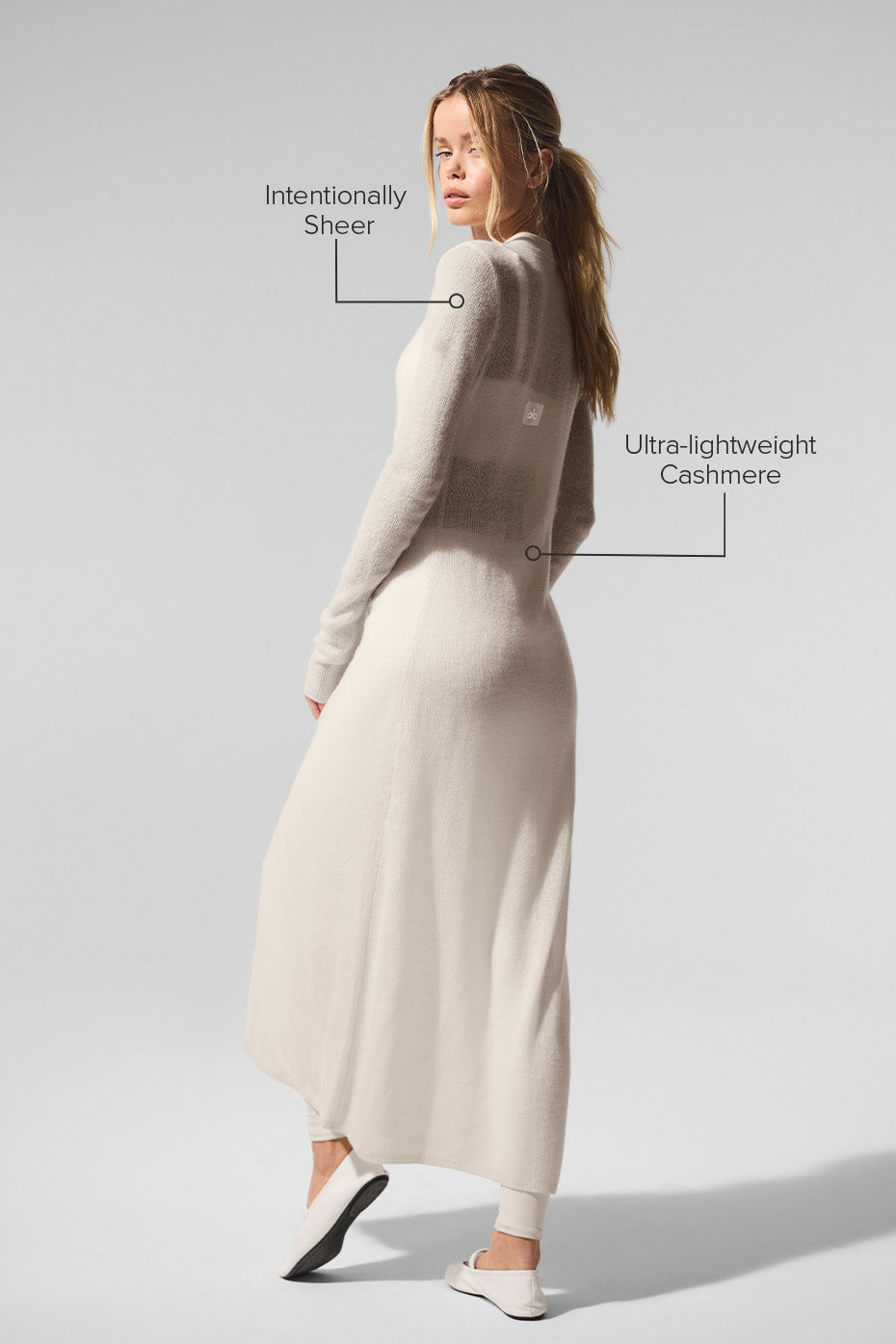 Sheer Cashmere Long Cardigan - Ivory - Image 2