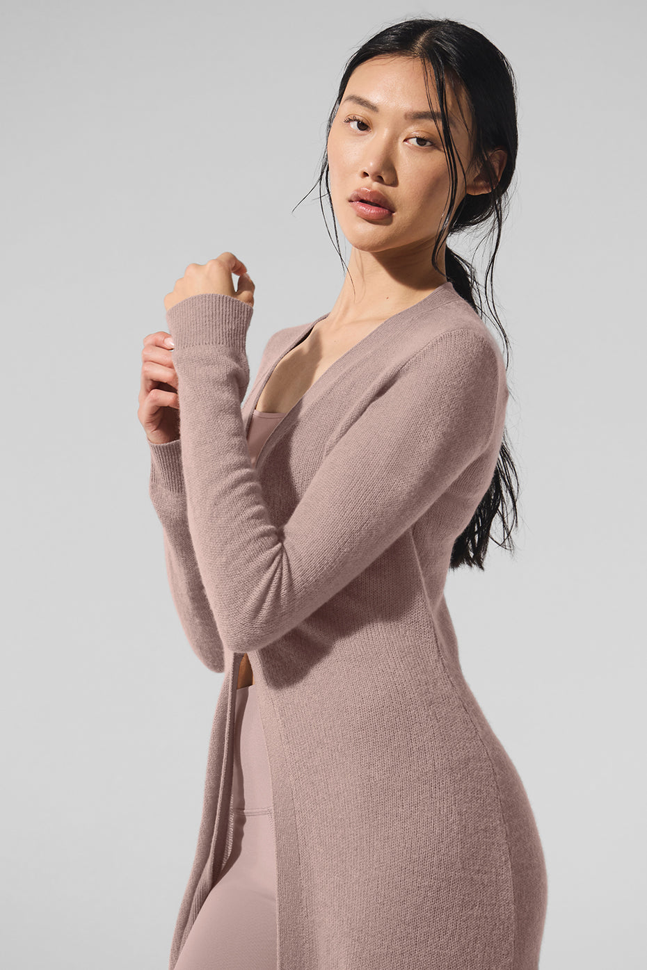 Sheer Cashmere Long Cardigan - Taupe - Image 4