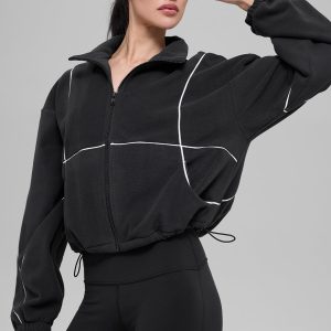 Polar Fleece Game Time Full Zip Jacket - Black/White