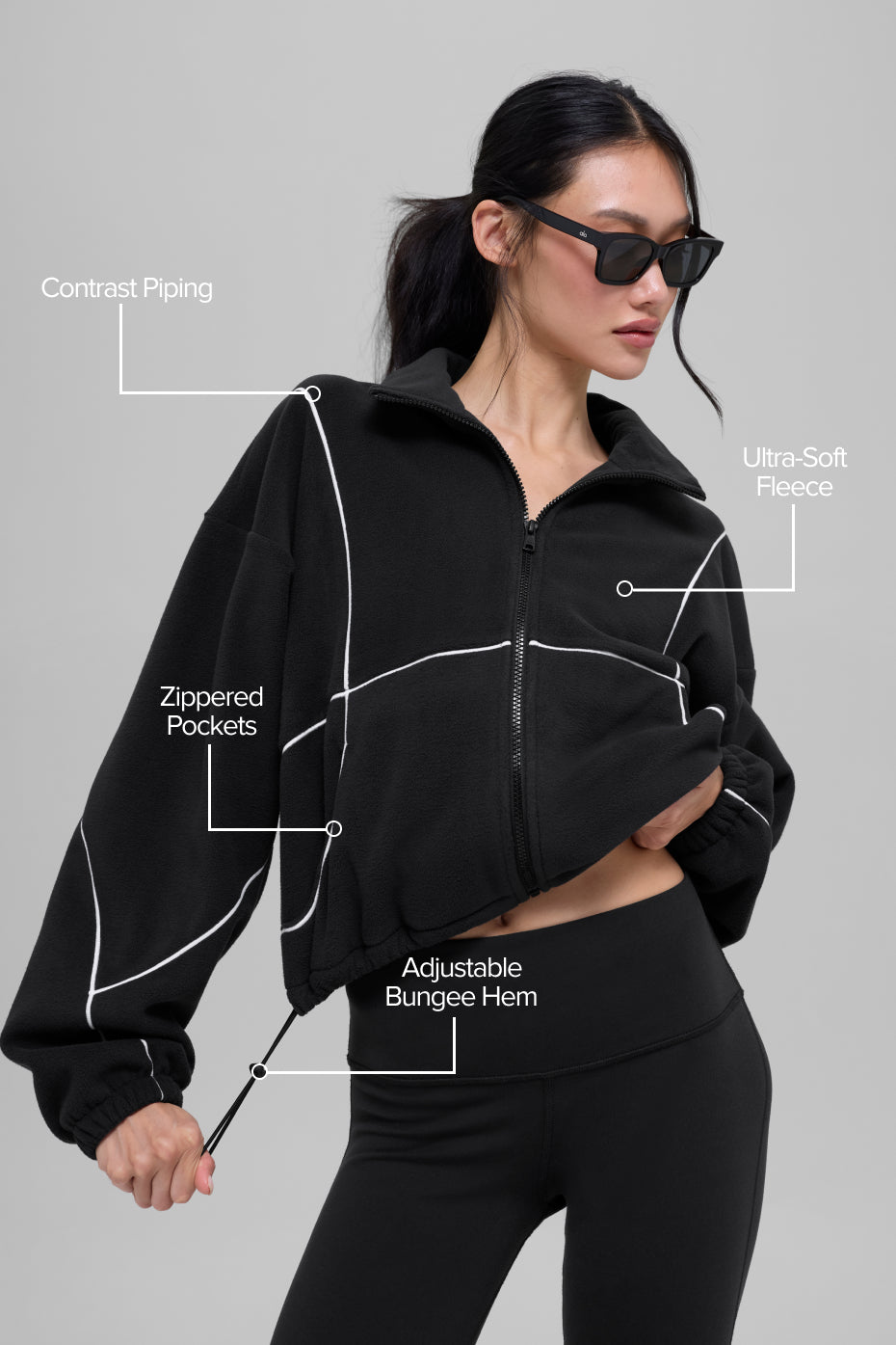 Polar Fleece Game Time Full Zip Jacket - Black/White - Image 2