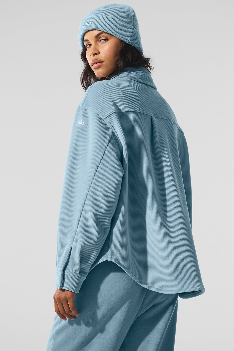 Ribbed Velour Mountain Side Shacket - Celestial Blue - Image 3