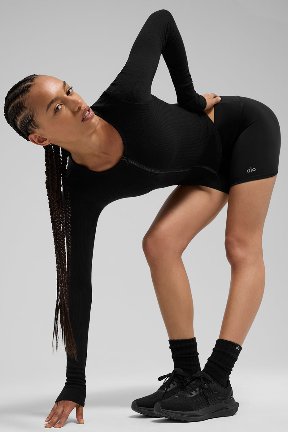 Ribbed Stardust Long Sleeve - Black - Image 3