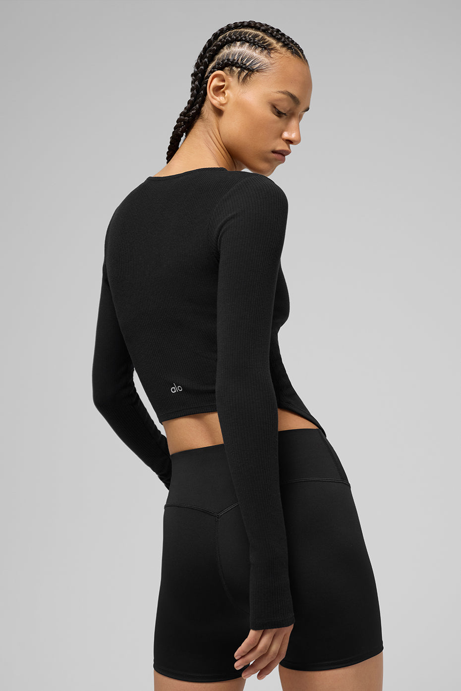 Ribbed Stardust Long Sleeve - Black - Image 2