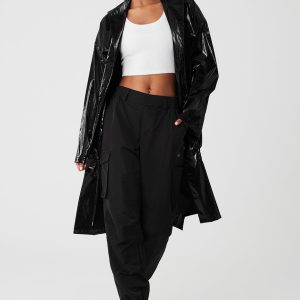 Metallic Break Line Trench - Black Metallic