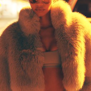 Opulent Faux Fur Cropped Jacket - Oat