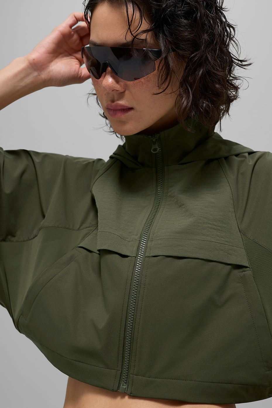Cropped Playmaker Jacket - Green Olive - Image 2
