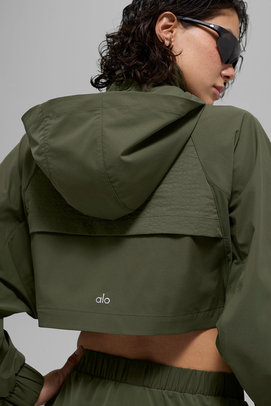 Cropped Playmaker Jacket - Green Olive - Image 5