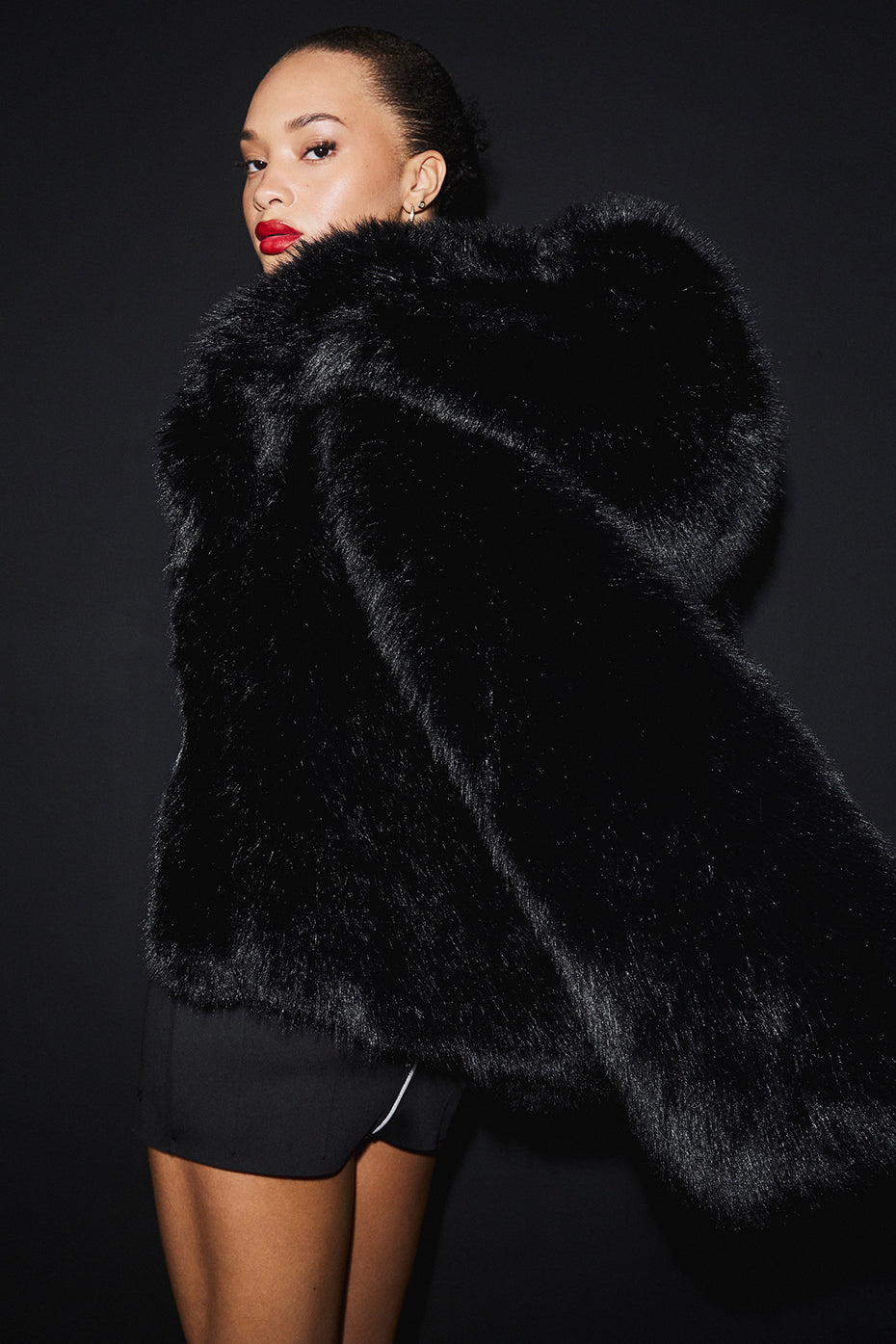 Opulent Faux Fur Statement Jacket - Black - Image 5