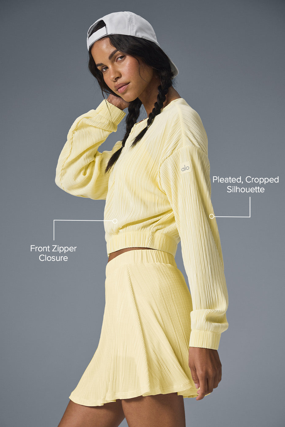 Cropped Micro Plisse Jacket - Lemon Ice - Image 2