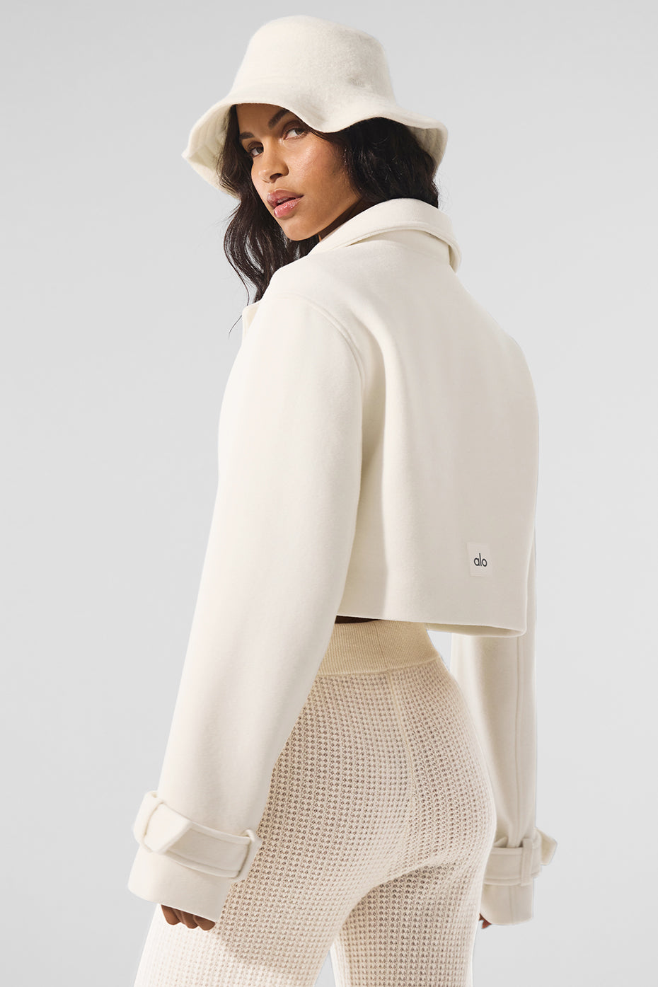 Wool Cropped Metro Trench - Ivory - Image 3