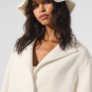Wool Cropped Metro Trench - Ivory
