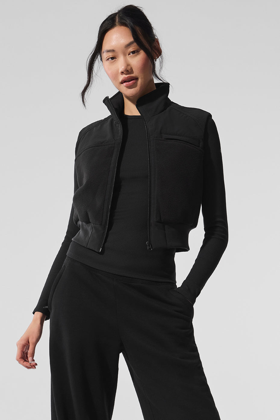 Polar Fleece Wintry Mix Vest - Black