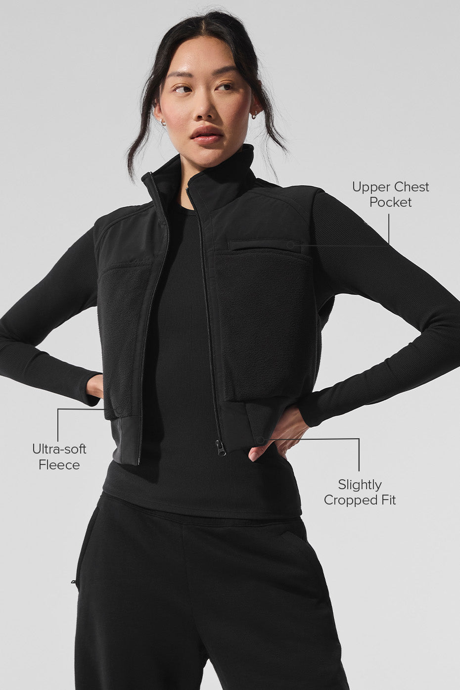 Polar Fleece Wintry Mix Vest - Black - Image 2