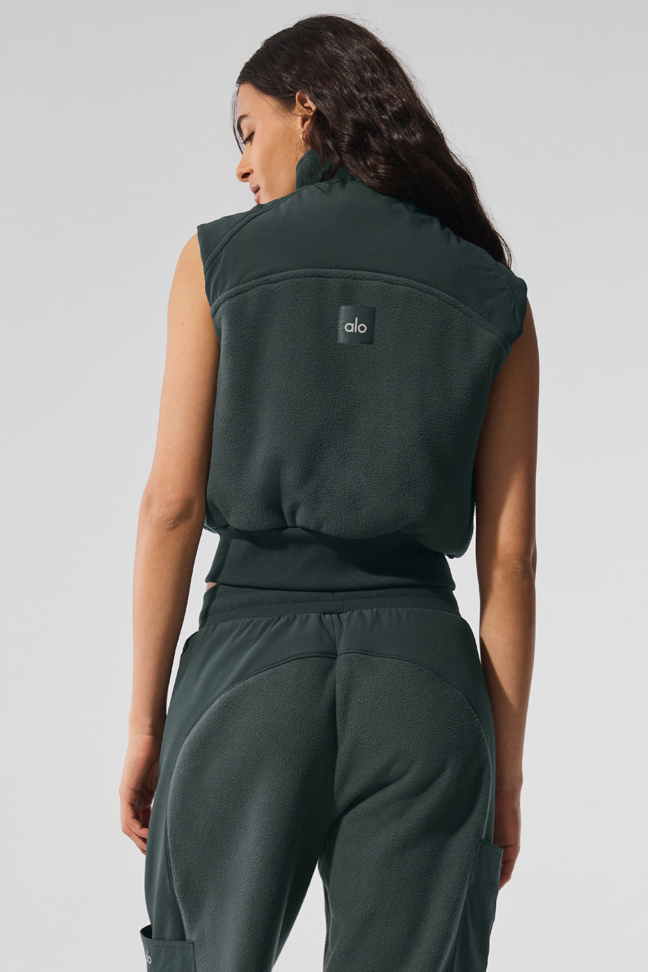 Polar Fleece Wintry Mix Vest - Charcoal Green - Image 4
