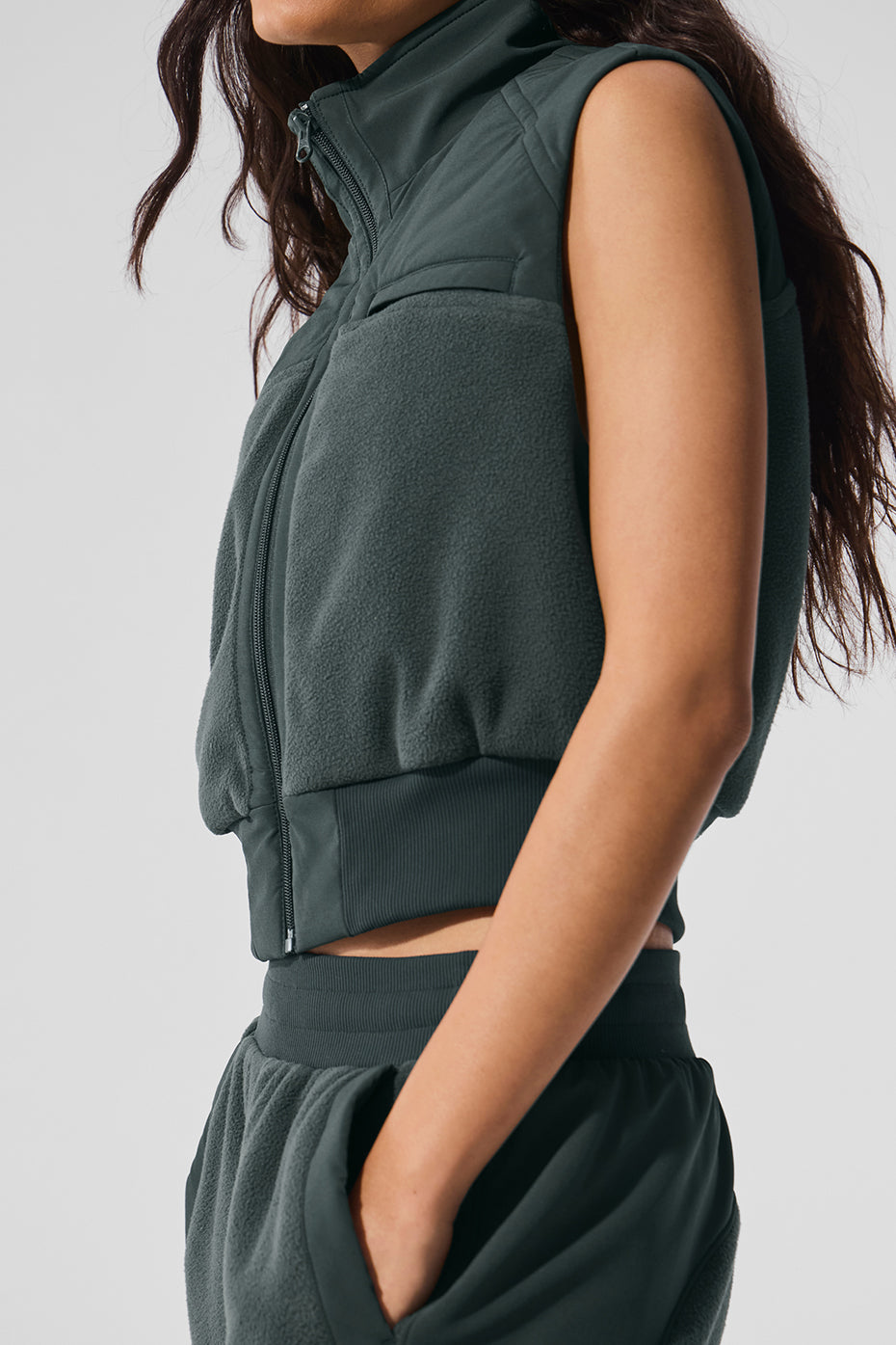 Polar Fleece Wintry Mix Vest - Charcoal Green - Image 5