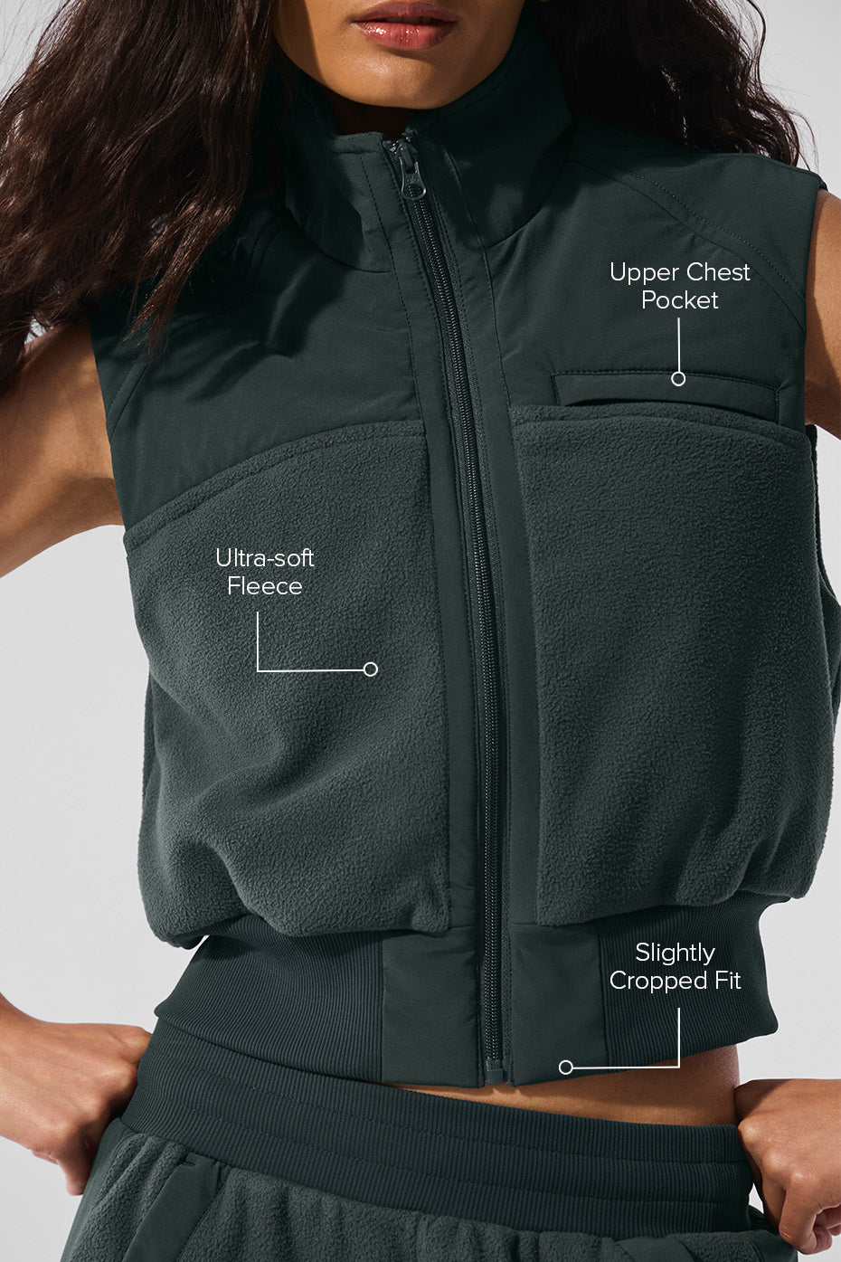 Polar Fleece Wintry Mix Vest - Charcoal Green - Image 3