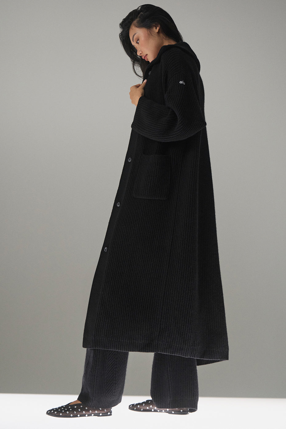 Cashmere Northstar Long Cardigan - Black - Image 3