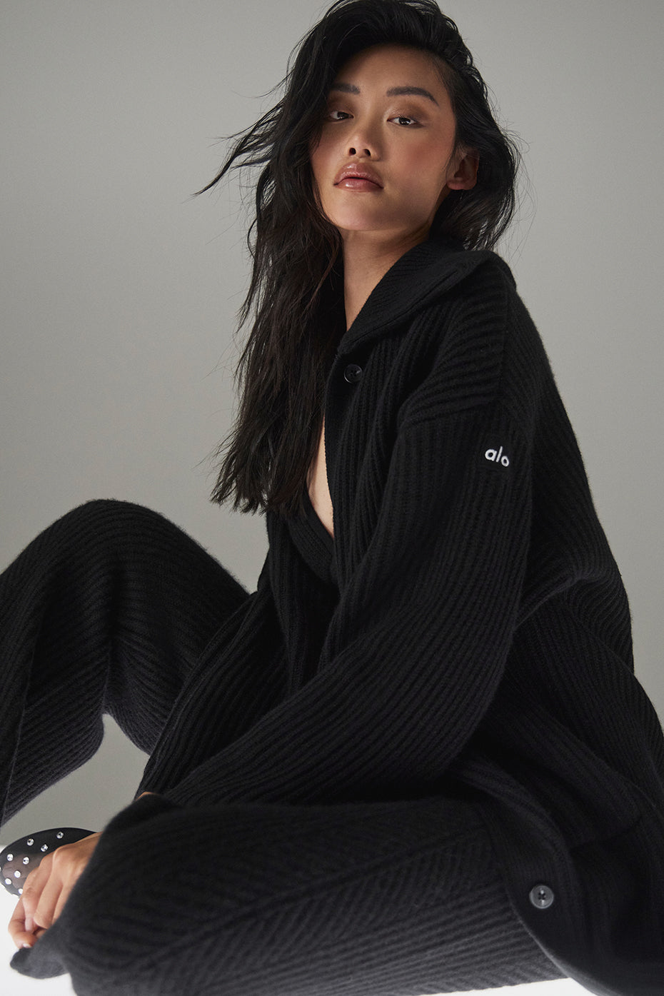 Cashmere Northstar Long Cardigan - Black - Image 4