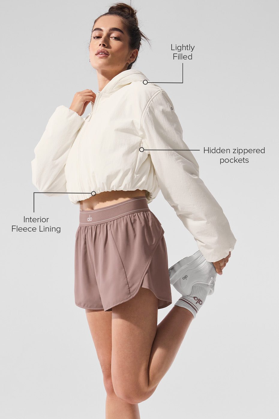 Cropped Mountain Peak Full-Zip Hoodie - Ivory - Image 2