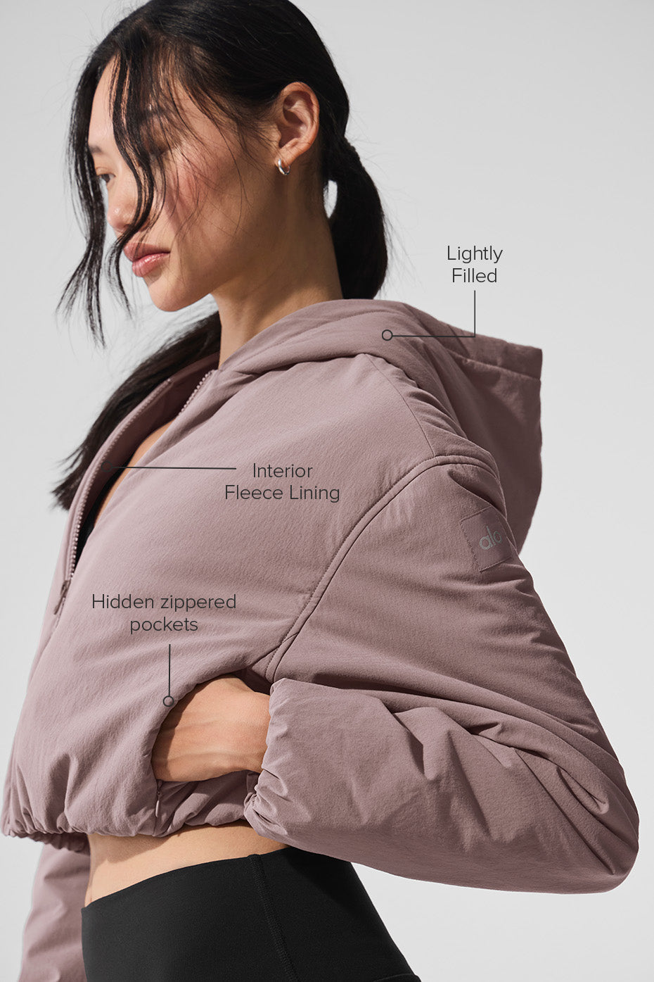 Cropped Mountain Peak Full-Zip Hoodie - Mushroom - Image 2