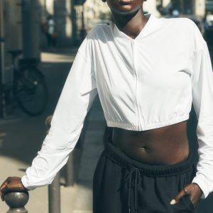 Cropped Breezy Full-Zip Cover Up - White