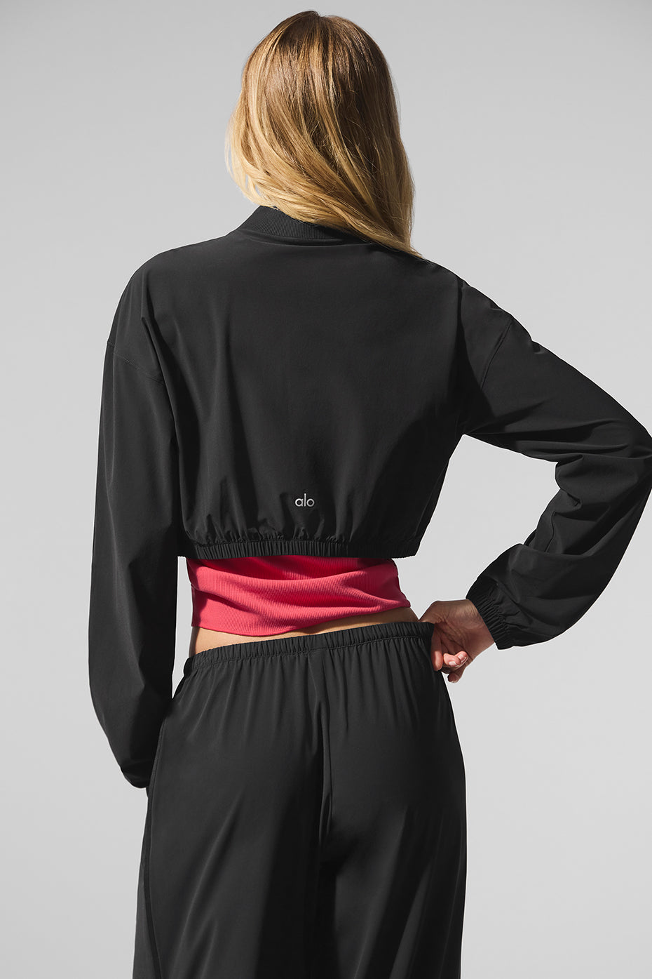 Cropped Breezy Full-Zip Cover Up - Black - Image 3