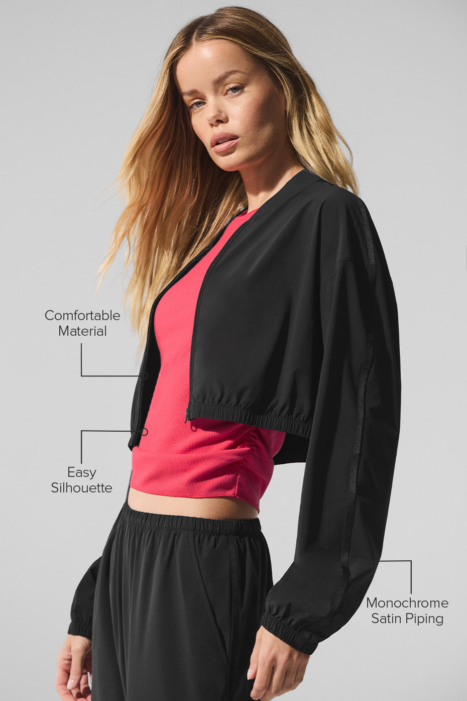 Cropped Breezy Full-Zip Cover Up - Black - Image 2