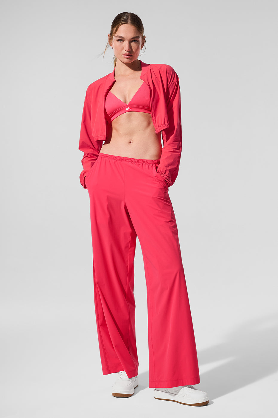 Cropped Breezy Full-Zip Cover Up - Candy Red - Image 5