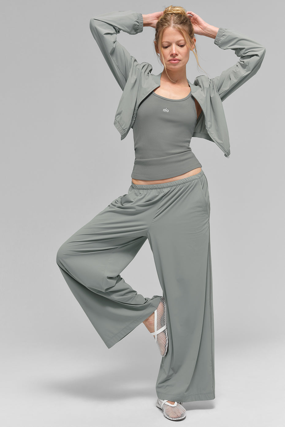 Cropped Breezy Full-Zip Cover Up - Lunar Grey - Image 3