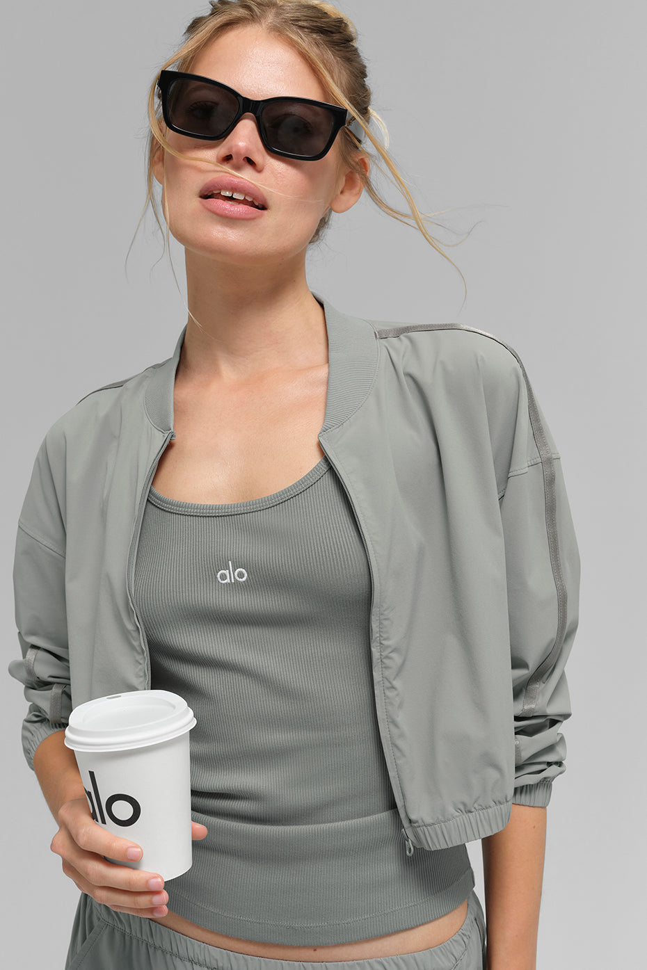 Cropped Breezy Full-Zip Cover Up - Lunar Grey - Image 4