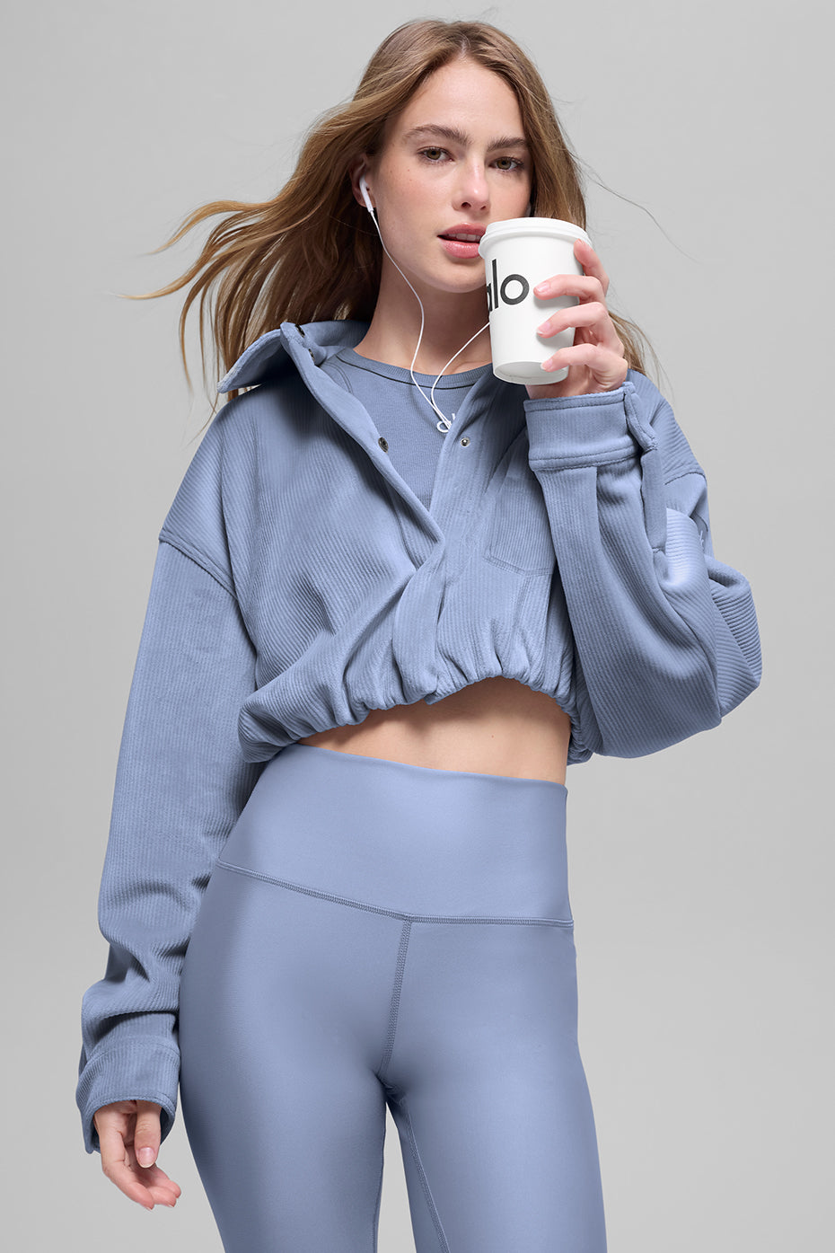 Ribbed Velour Cropped Mountain Side Jacket - Winter Frost - Image 2