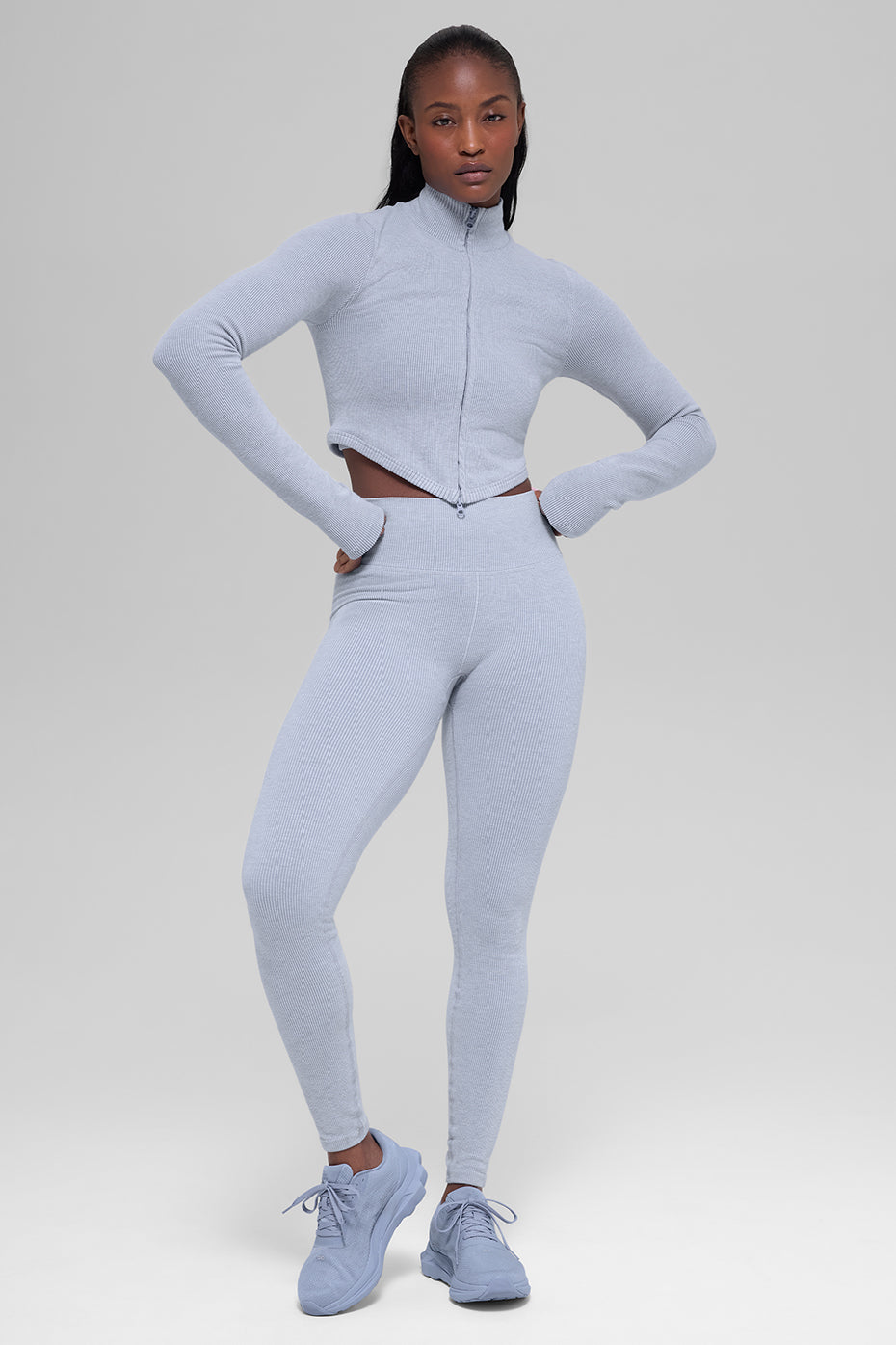 Seamless Two Tone Rib Jacket - Winter Frost Heather - Image 5