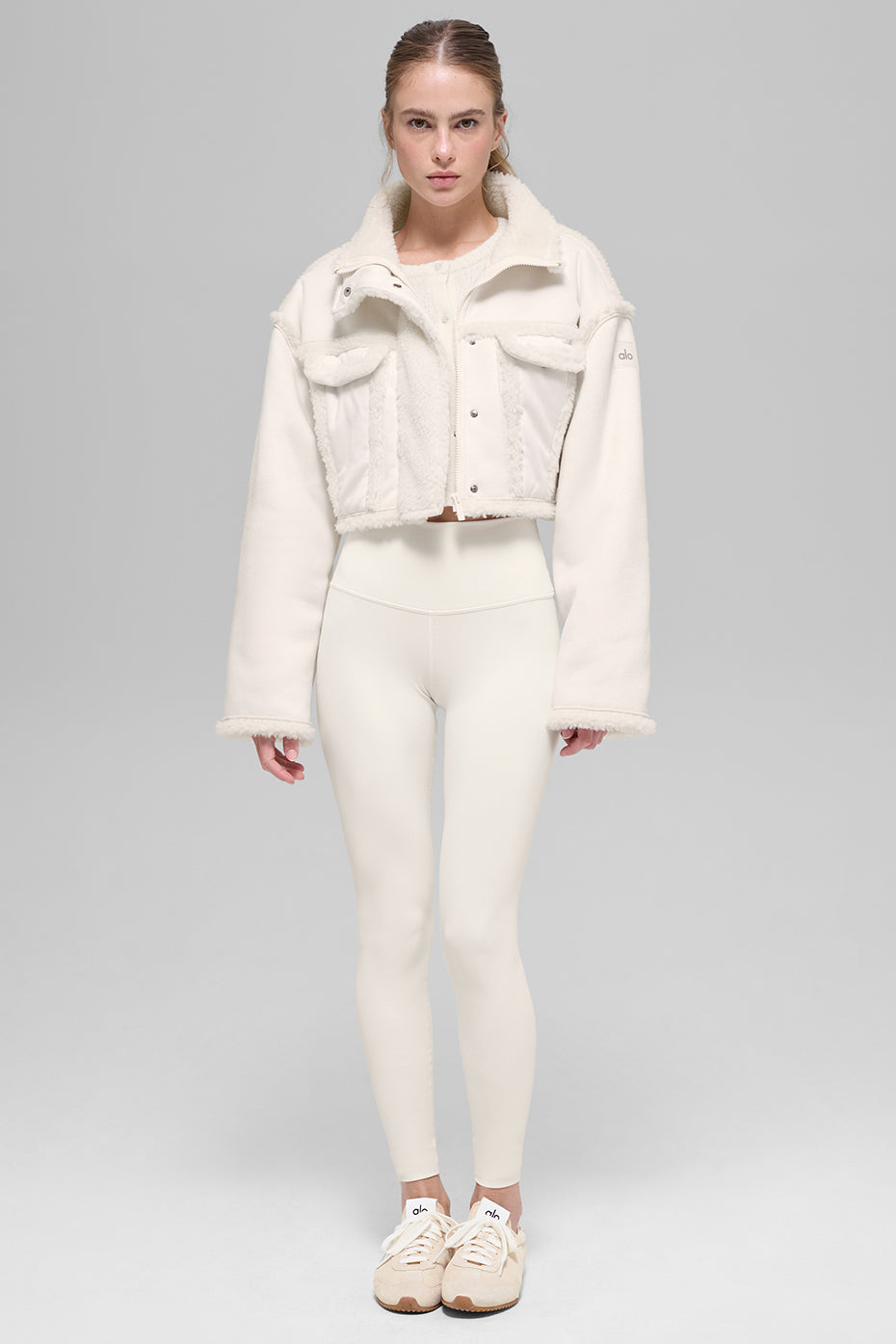 Faux Shearling Snowfall Cropped Jacket - Ivory - Image 6