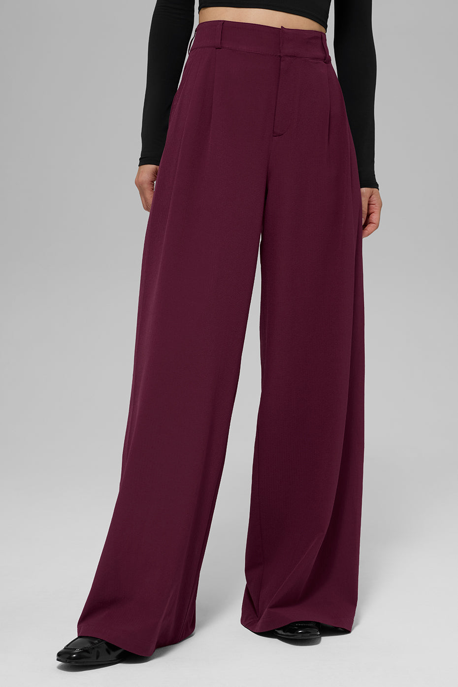 High-Waist Dreamscape Trouser (Long) - Burgundy