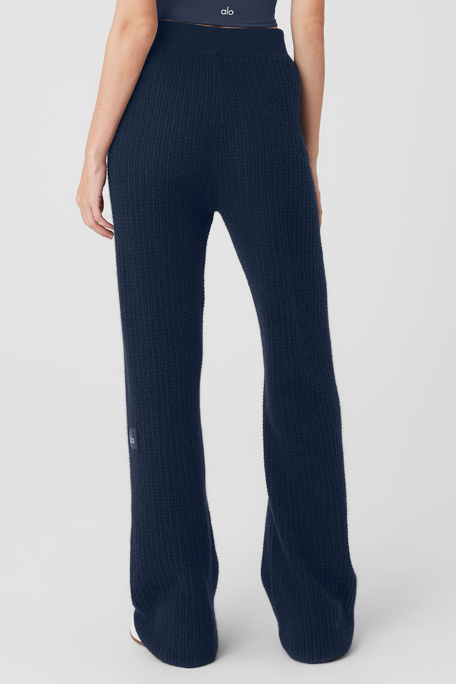 Cashmere High-Waist Plush Waffle Pant - Navy - Image 2
