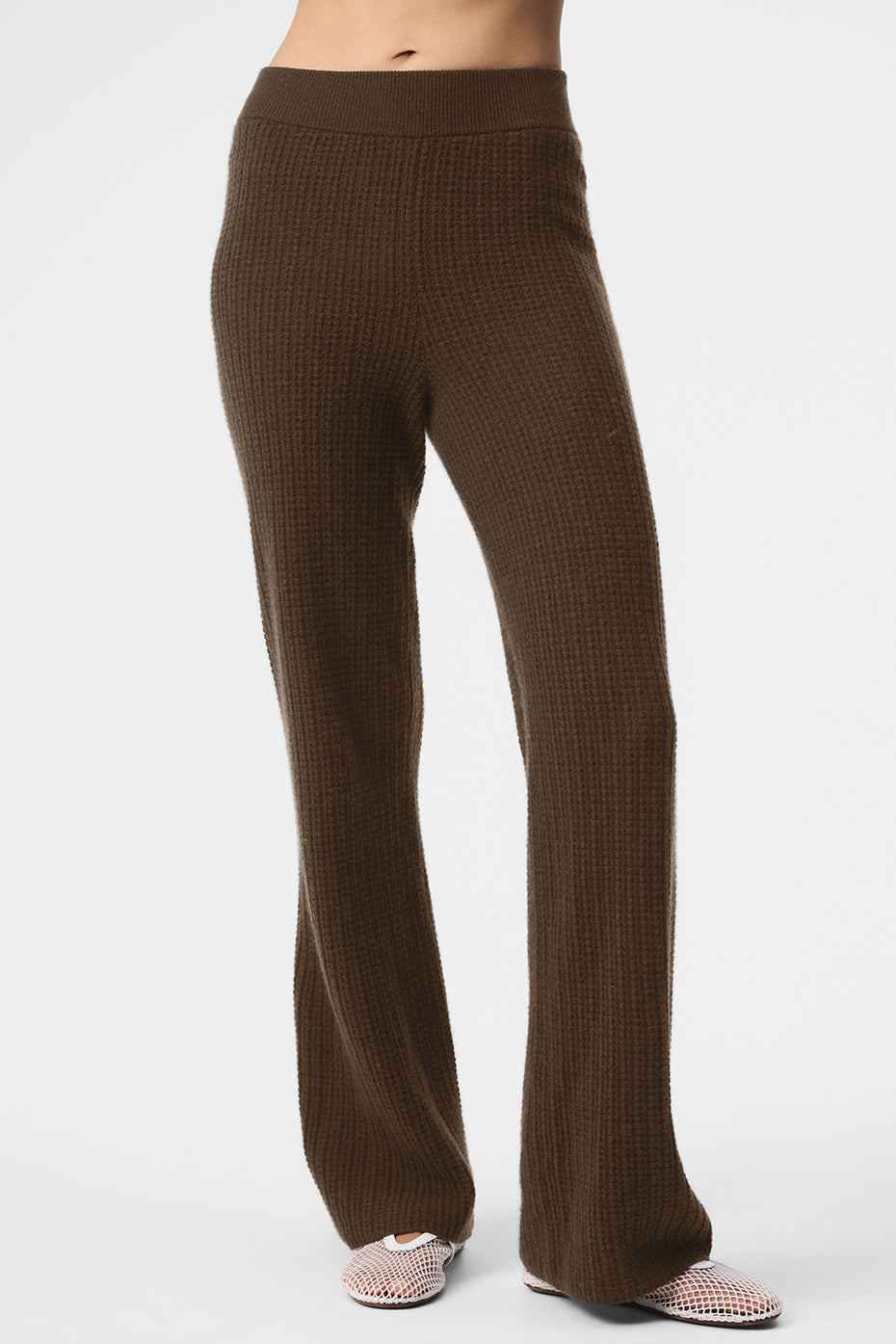 Cashmere High-Waist Plush Waffle Pant - Espresso - Image 2