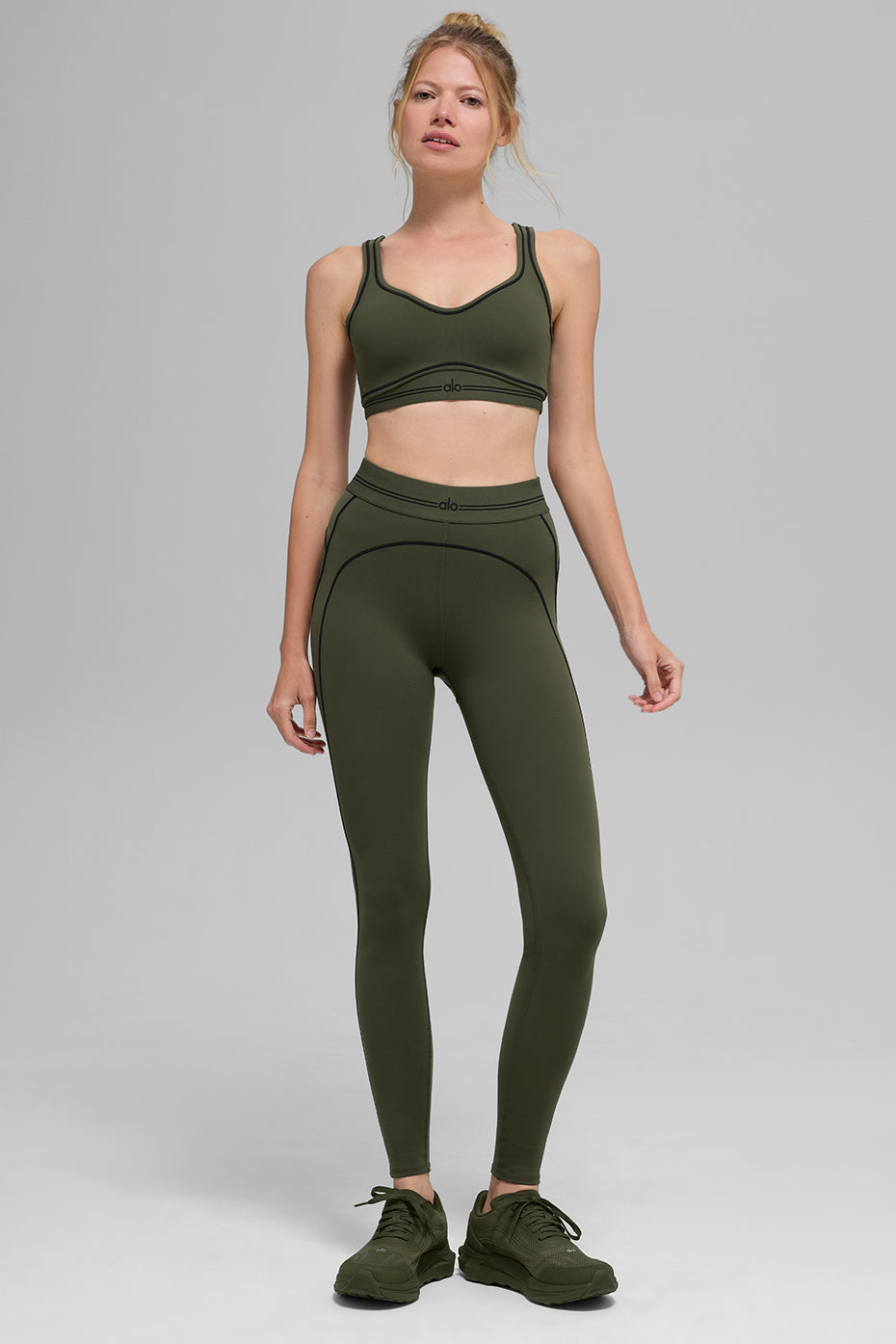 Airbrush High-Waist Heart Throb Legging - Green Olive/Black - Image 5