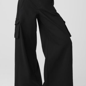 Show Off Cargo Wide Leg Trouser (Long) - Black