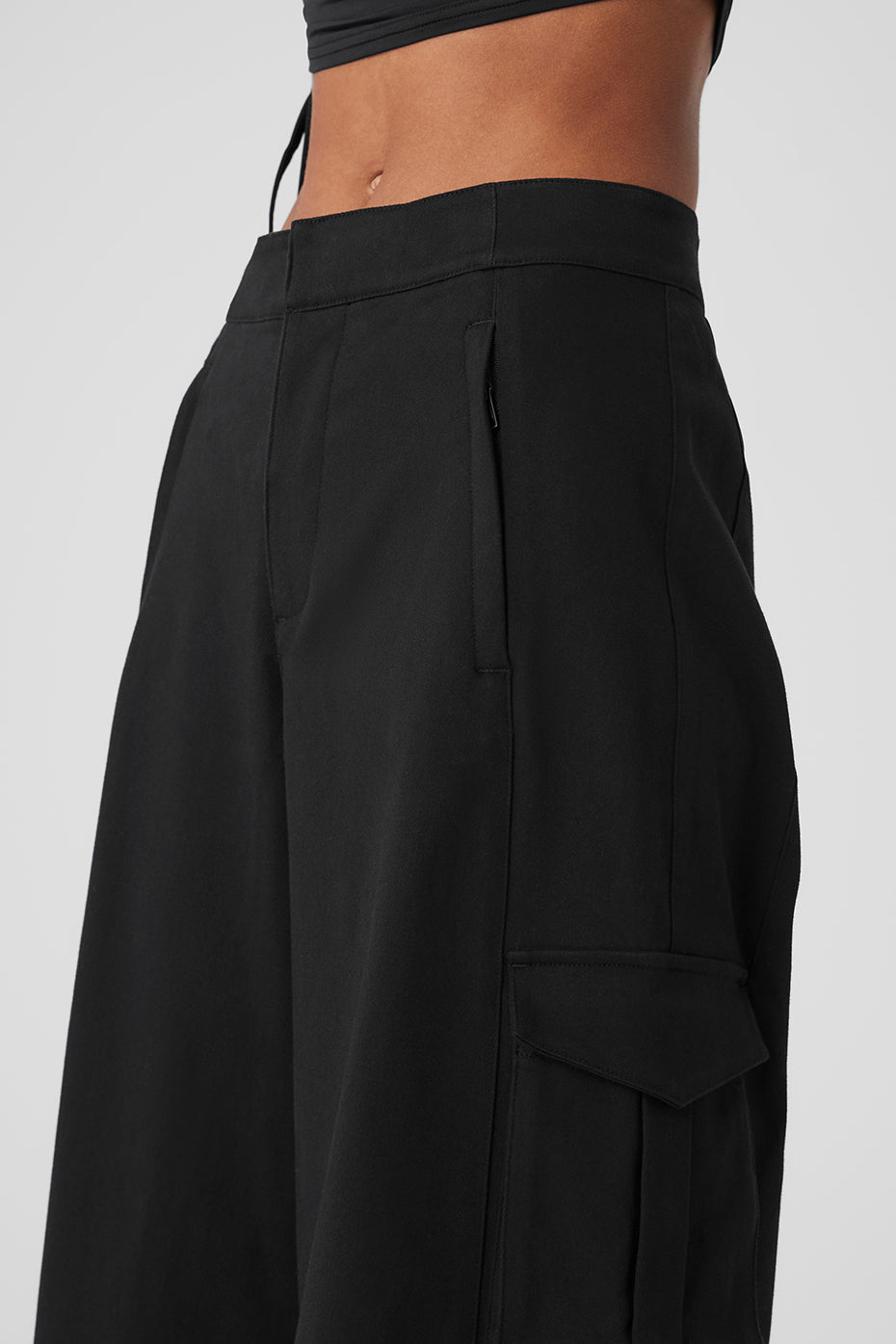 Show Off Cargo Wide Leg Trouser (Long) - Black - Image 4