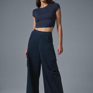 Show Off Cargo Wide Leg Trouser - Navy