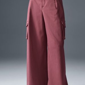 Show Off Cargo Wide Leg Trouser (Long) - Burgundy Truffle