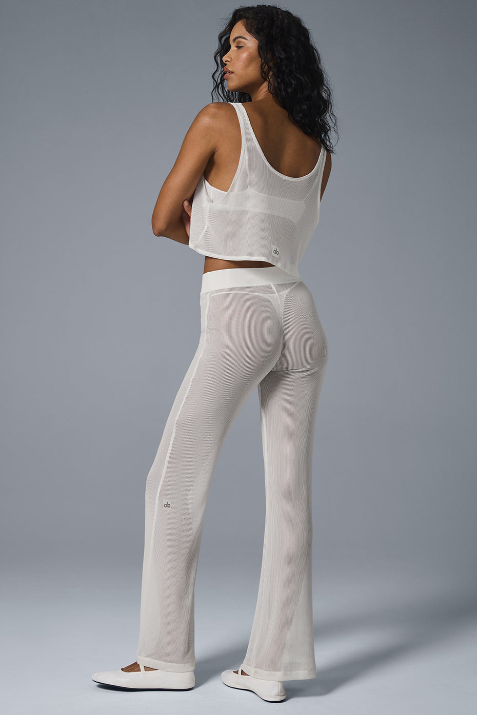 Striped Mesh Tropical Nights Flare Pant - Ivory - Image 4